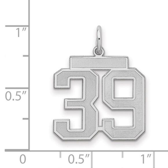 Sterling Silver, Jersey Collection, Medium Number 39 Pendant - Picture 2 of 3